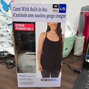 32 Degrees Cool Size L Black and Grey 2 Pack of Camisoles With Built In Bra